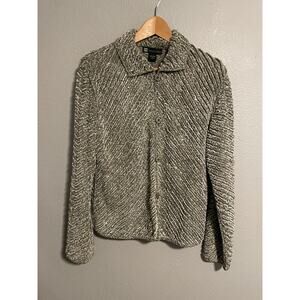 Casual Studio Jacket Womens Small Green Textured Chenille Button Up Artsy Boho